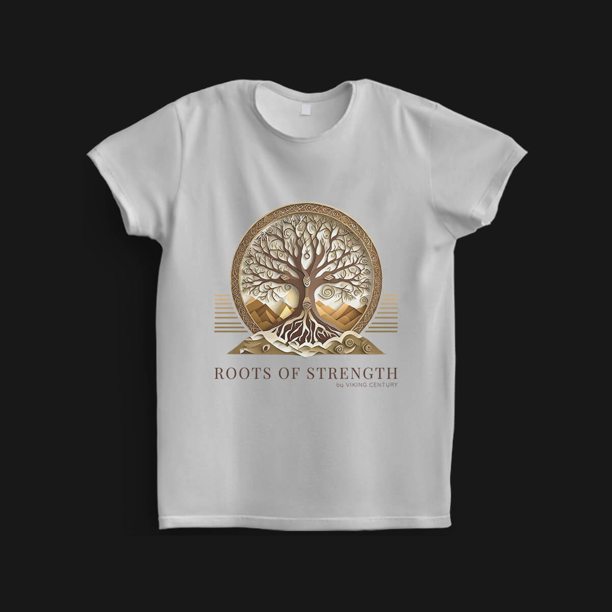 Tricou Alb Barbati - Roots Of Strength - Copacul vieții